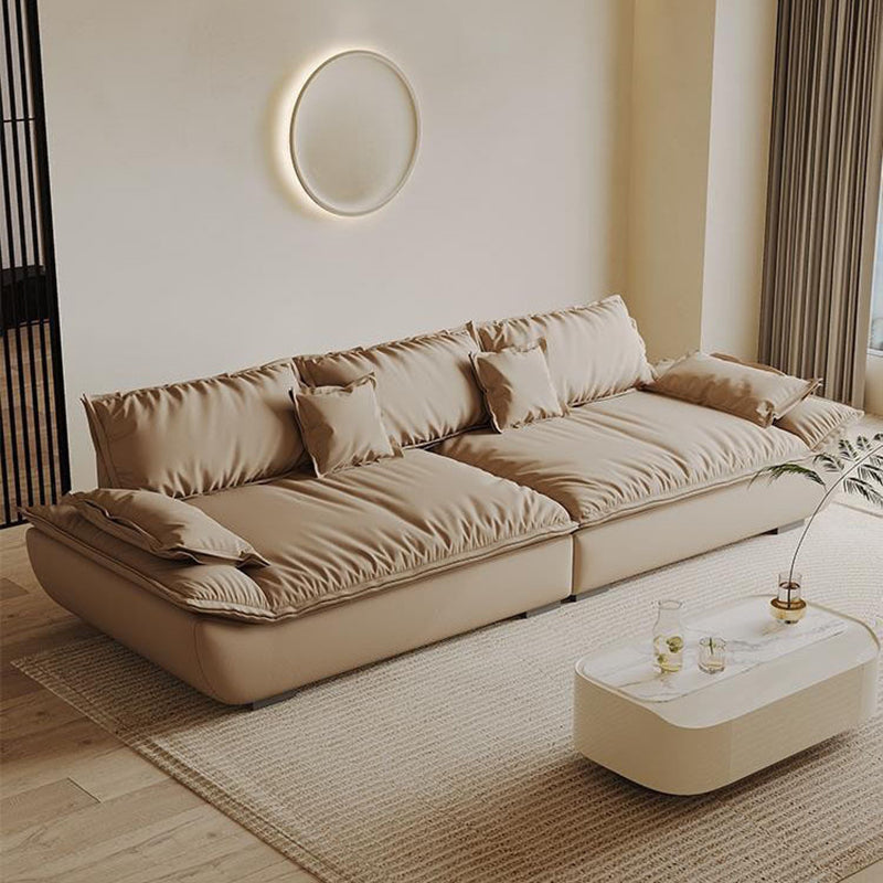 Contemporary Faux Leather Pillow Top Arm Pillows Living Room Seating