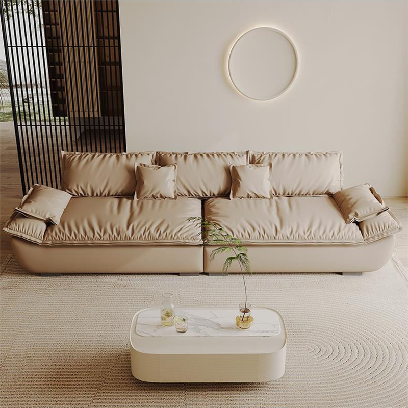 Contemporary Faux Leather Pillow Top Arm Pillows Living Room Seating