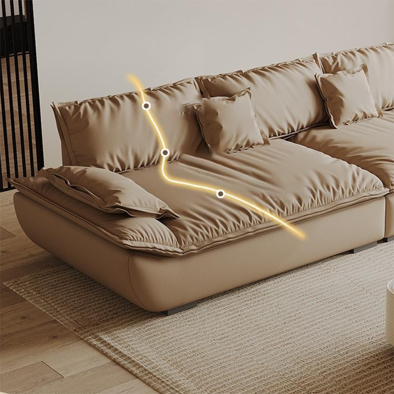 Contemporary Faux Leather Pillow Top Arm Pillows Living Room Seating