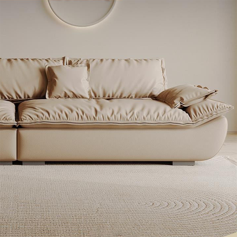 Contemporary Faux Leather Pillow Top Arm Pillows Living Room Seating
