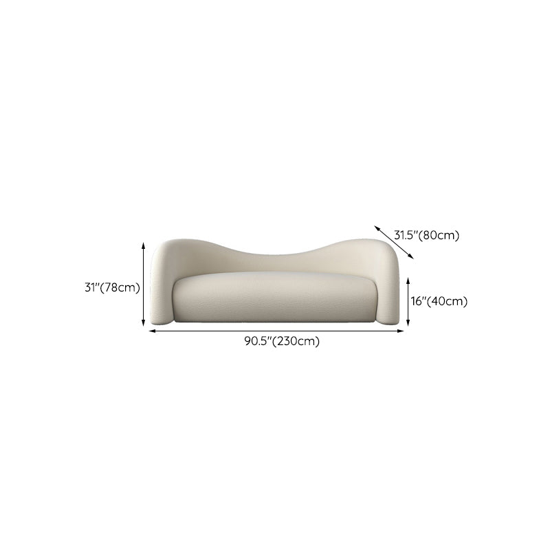 Scandinavian White Cushions Tuxedo Arm Living Room Curved Seating