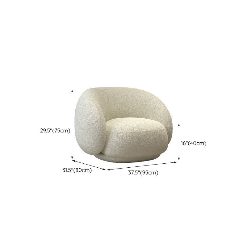 Scandinavian White Cushions Tuxedo Arm Living Room Curved Seating