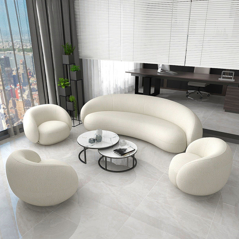 Contemporary Living Room Fabric Tuxedo Arm Cushions White Seating