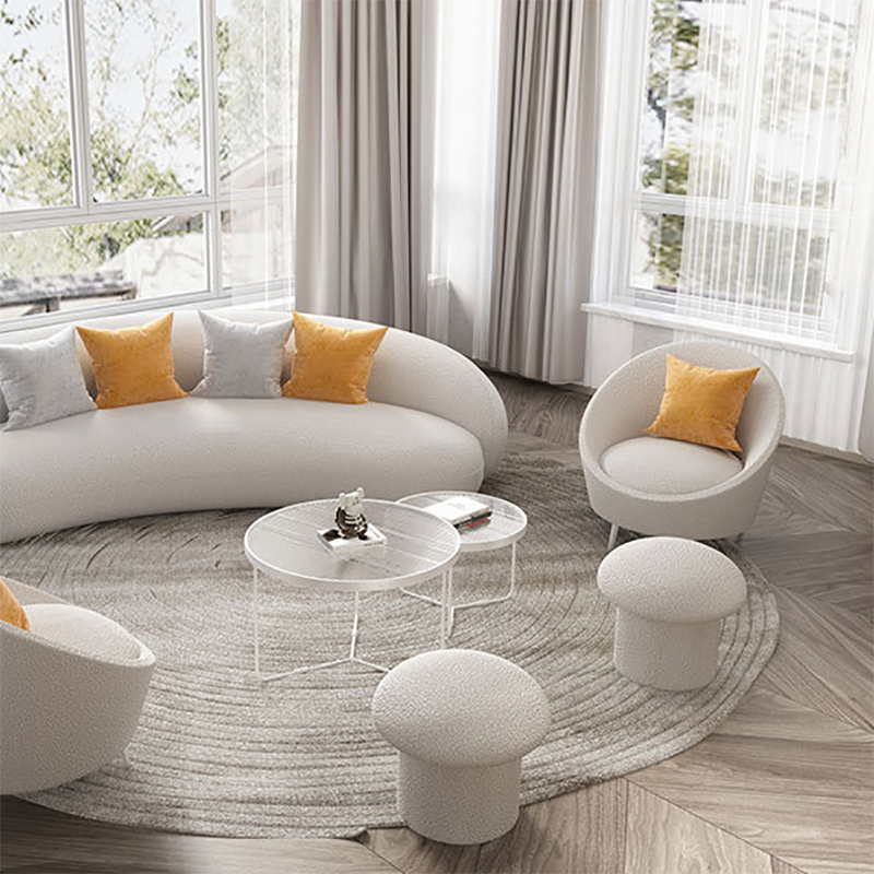 Contemporary Living Room Fabric Tuxedo Arm Cushions White Seating
