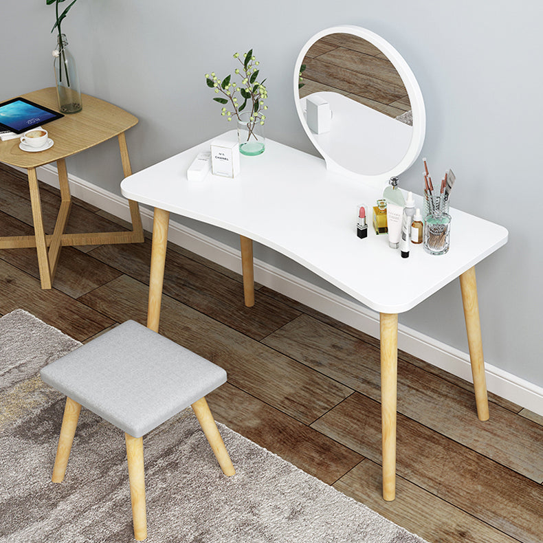 Modern Wood Make-up Vanity Mirrored Dressing Table Stool Set