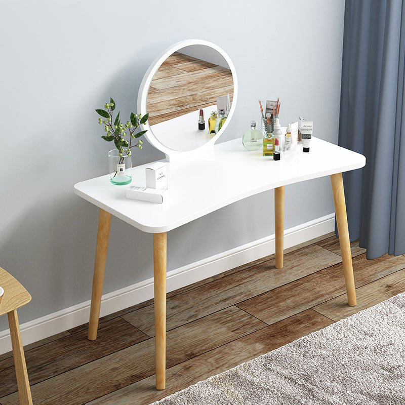 Modern Wood Make-up Vanity Mirrored Dressing Table Stool Set