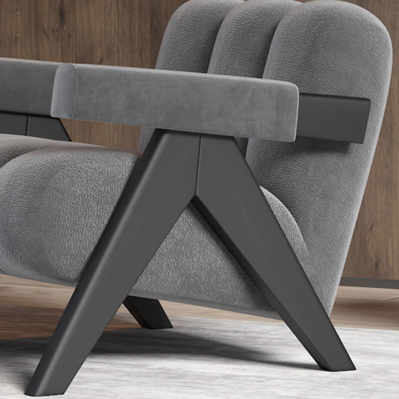 Wood Frame Accent ArmChair Sewn Pillow Back Sled Chair in Gray