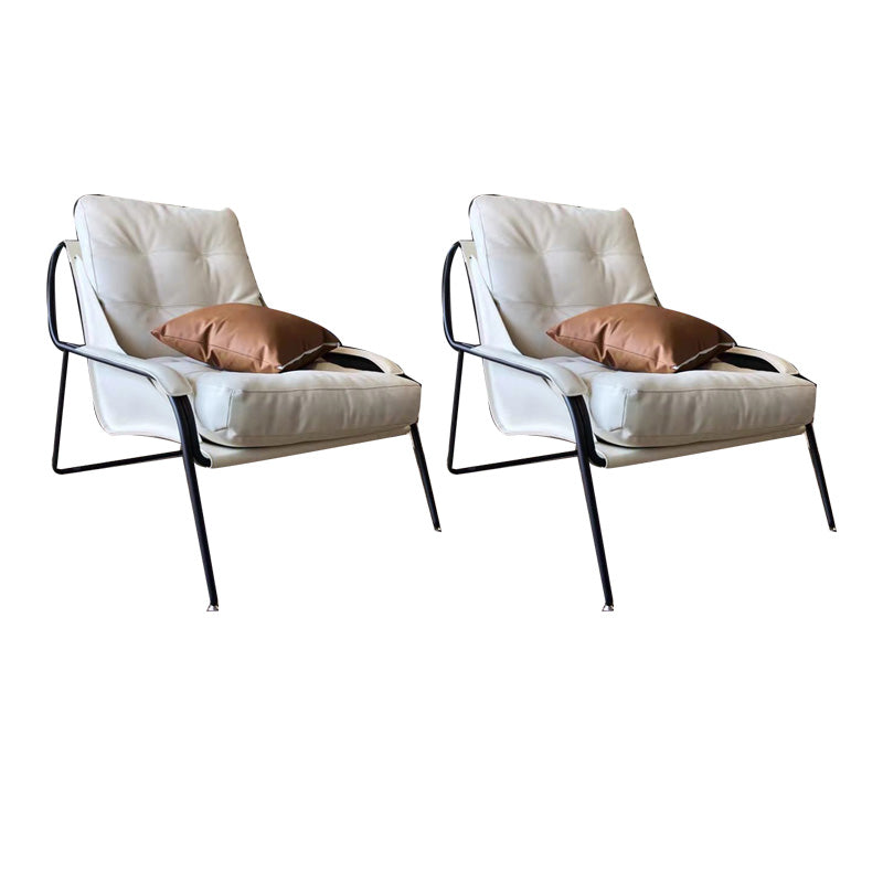 Industrial Genuine Leather Lounge Chair Solid Color Tufted Back Chair