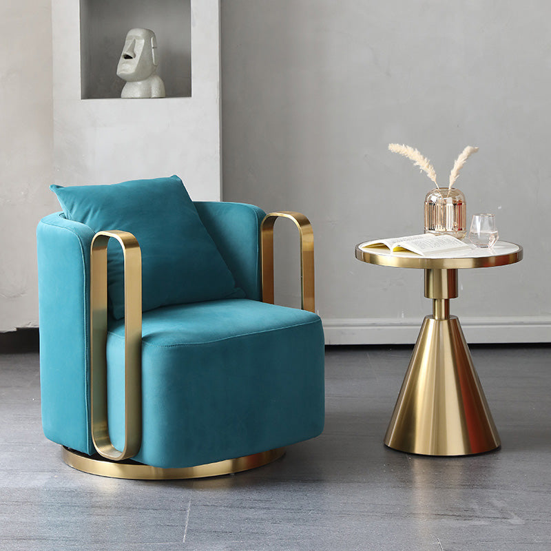 Glam Style Velvet ArmChair Solid Color Swivel Pillow Back Chair