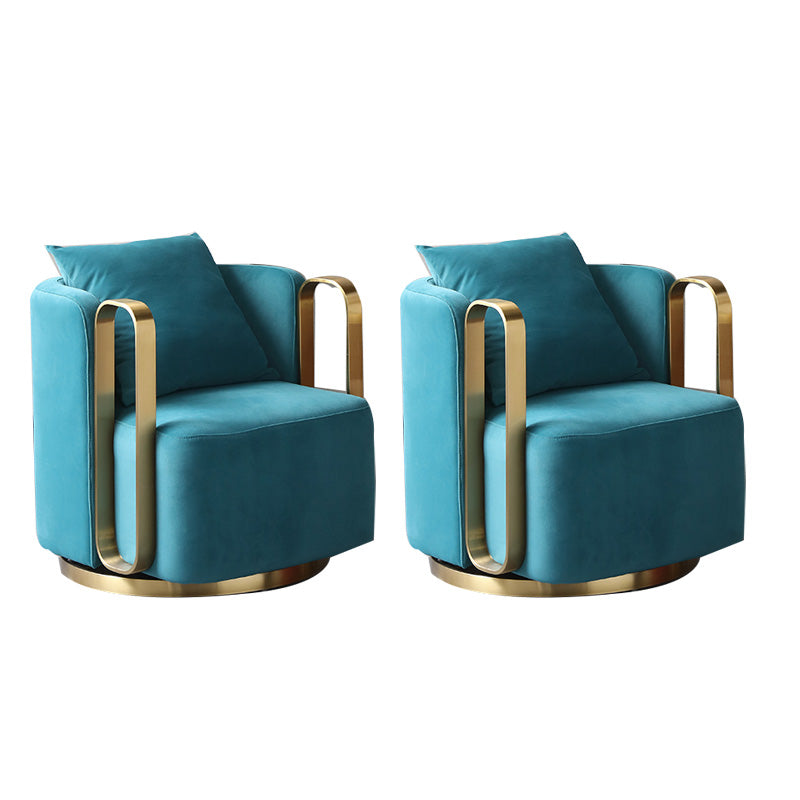 Glam Style Velvet ArmChair Solid Color Swivel Pillow Back Chair