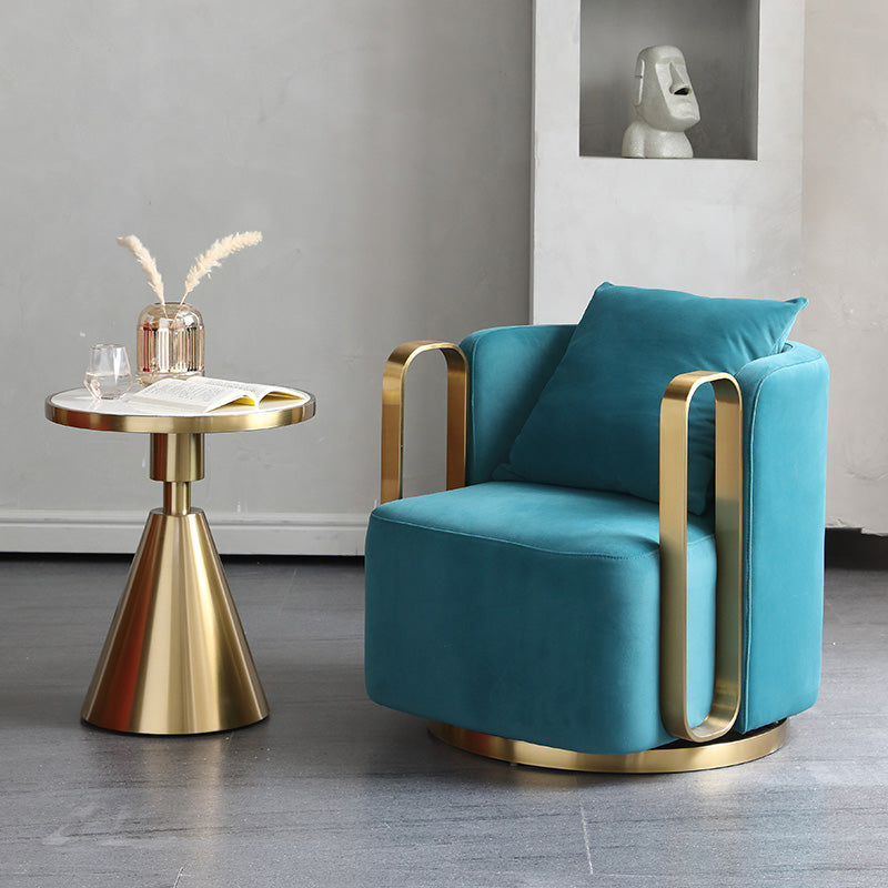 Glam Style Velvet ArmChair Solid Color Swivel Pillow Back Chair