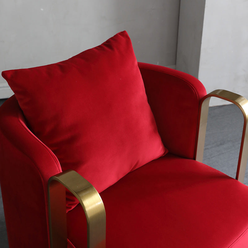 Glam Style Velvet ArmChair Solid Color Swivel Pillow Back Chair