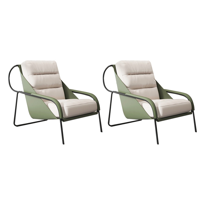Mid-century Pu Leather Lounge Chair Solid Color Sewn Pillow Back Chair