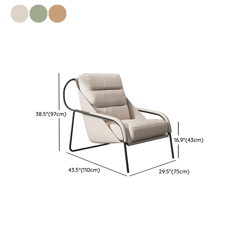 Mid-century Pu Leather Lounge Chair Solid Color Sewn Pillow Back Chair