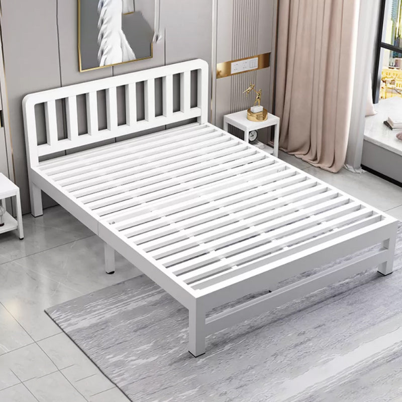 Contemporary Metal Bed Frame Solid Color Slat Bed with Custom Gold Legs