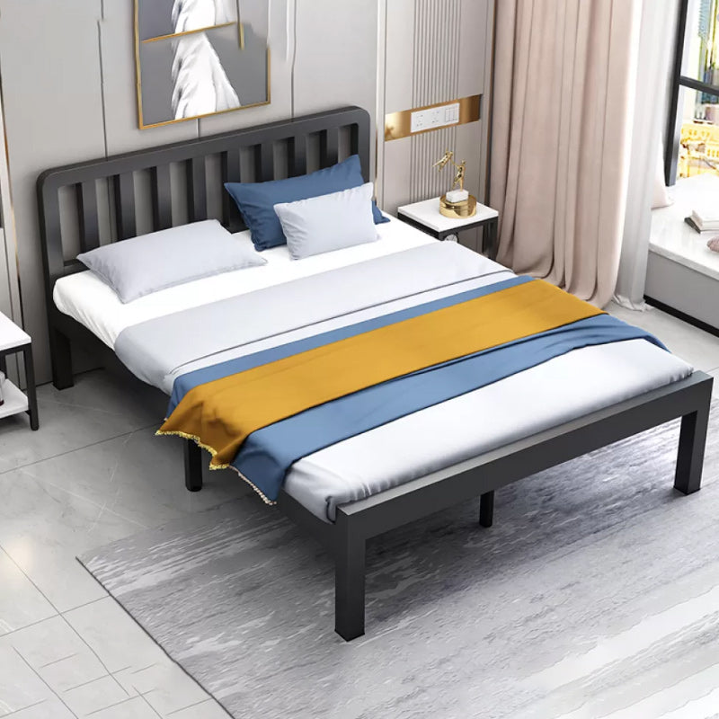Contemporary Metal Bed Frame Solid Color Slat Bed with Custom Gold Legs