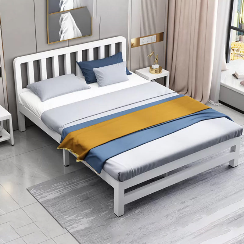 Contemporary Metal Bed Frame Solid Color Slat Bed with Custom Gold Legs