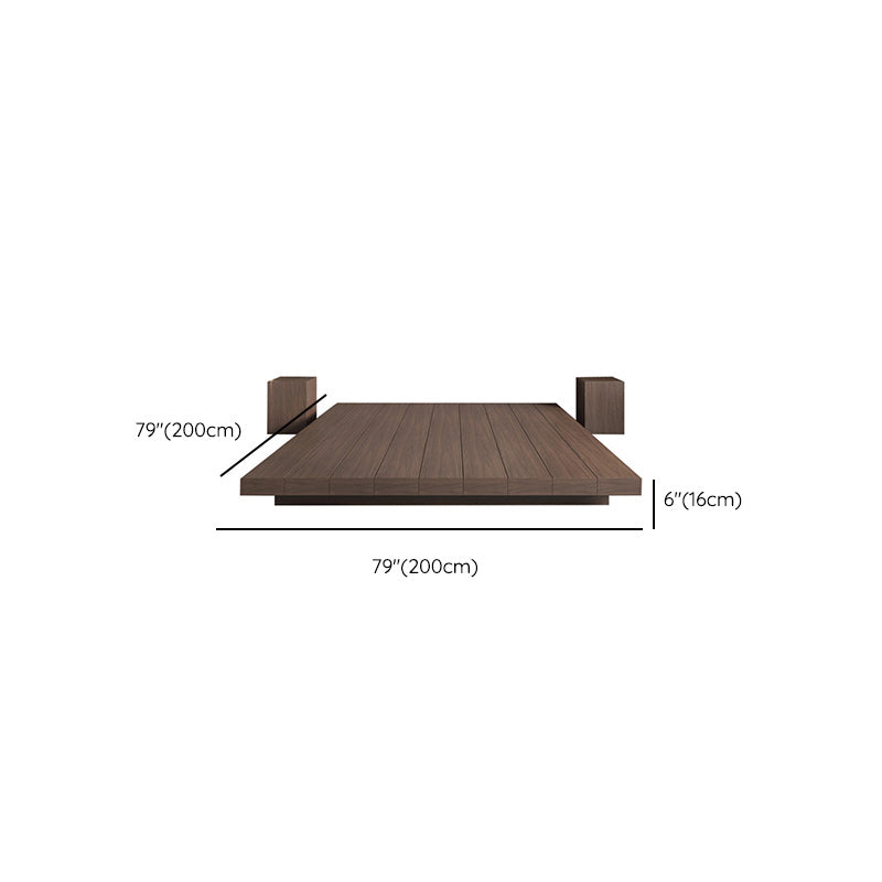 Contemporary Wood Platform Bed Frame Solid Color Pine Wood Bed