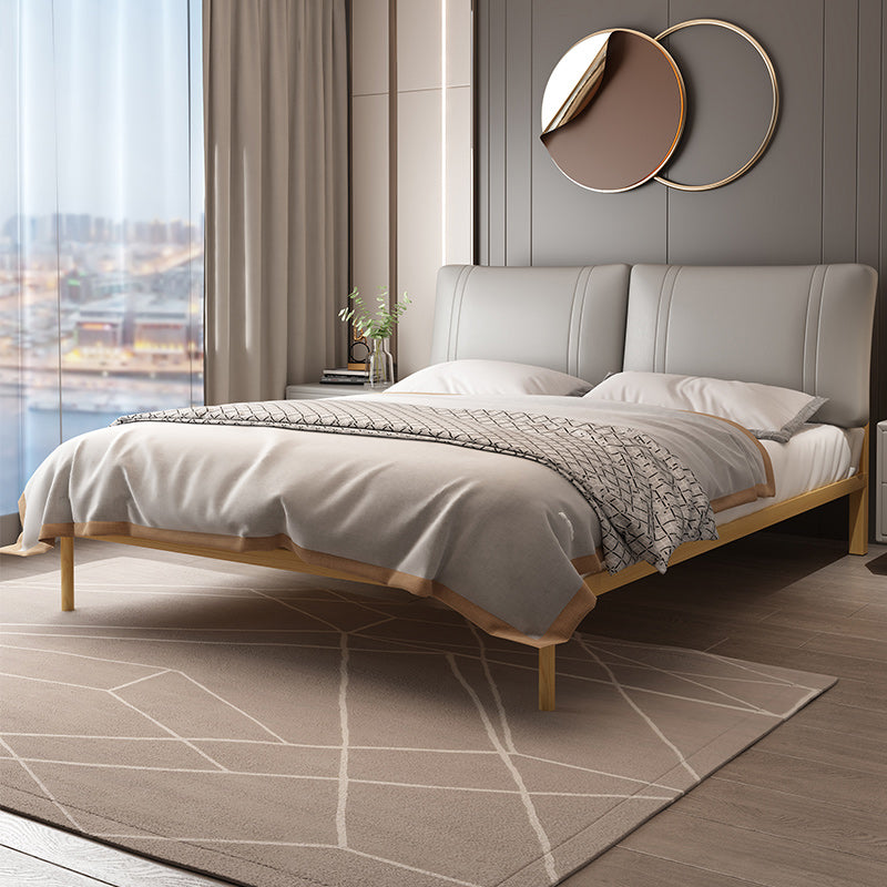 Glam Solid Color Platform Bed Metal Bed Frame with Headboard