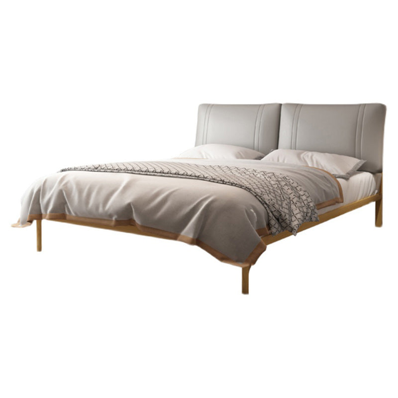 Glam Solid Color Platform Bed Metal Bed Frame with Headboard