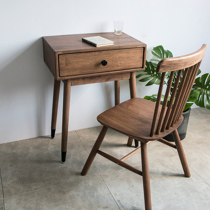 Contemporary Make-up Vanity with Drawers in Brown Solid Wood
