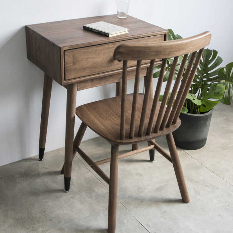Contemporary Make-up Vanity with Drawers in Brown Solid Wood