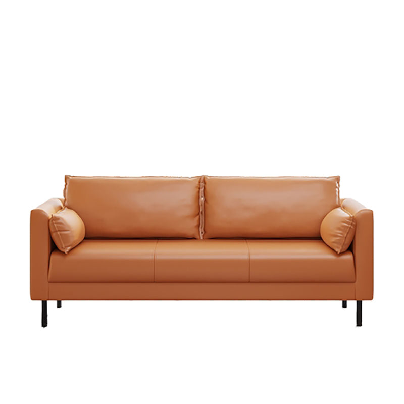 Tuxedo Arm Sofa Stain Resistant Faux Leather Standard Sofa with 4 Pillows