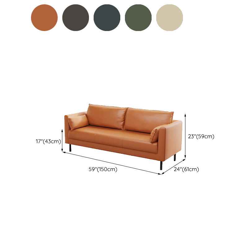 Tuxedo Arm Sofa Stain Resistant Faux Leather Standard Sofa with 4 Pillows