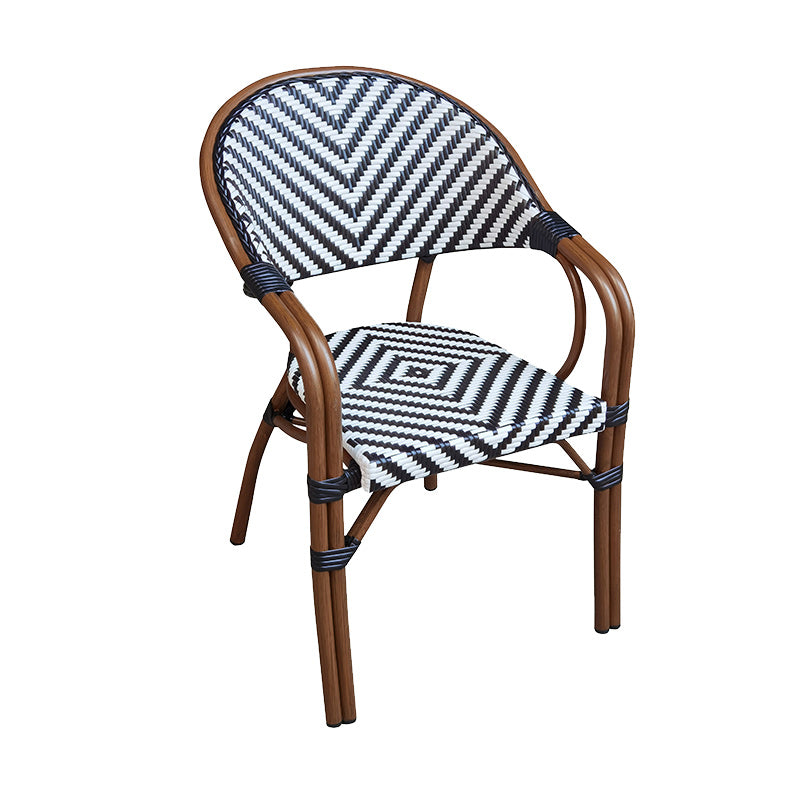 Tropical Dining Side Chair/Dining Armchair with Faux Rattan Back