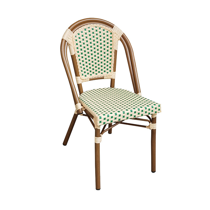 Tropical Dining Side Chair/Dining Armchair with Faux Rattan Back