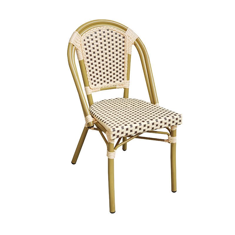 Tropical Dining Side Chair/Dining Armchair with Faux Rattan Back