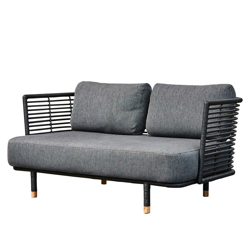 Metal Rattan Patio Sofa Tropical Style Outdoor Simple Sofa Outdoor Patio Sofa