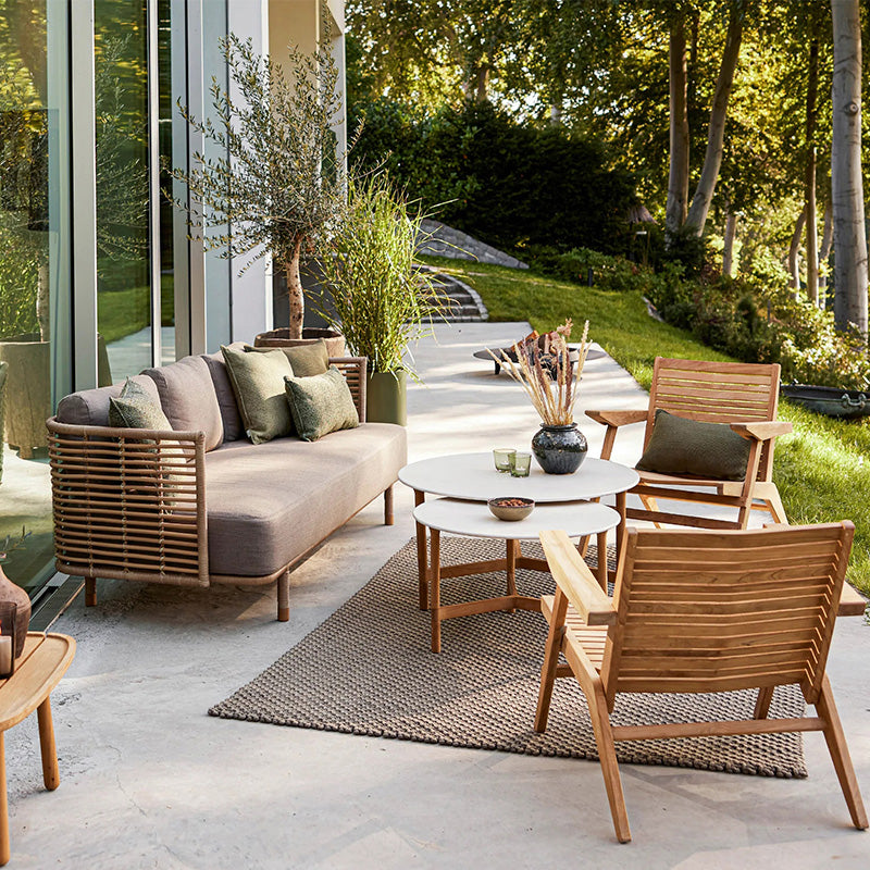 Metal Rattan Patio Sofa Tropical Style Outdoor Simple Leisure Outdoor Patio Sofa