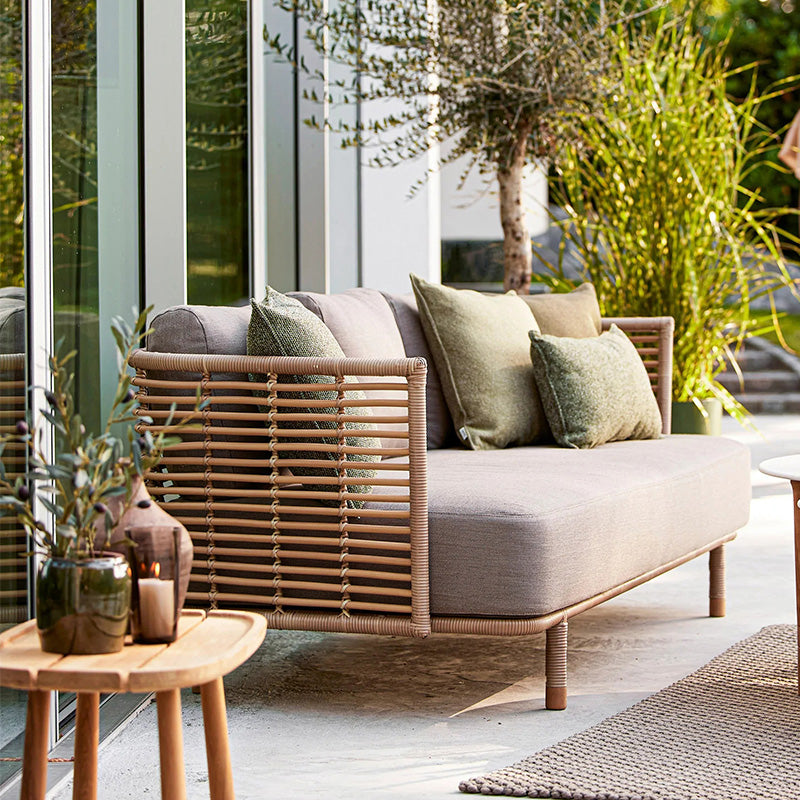 Metal Rattan Patio Sofa Tropical Style Outdoor Simple Leisure Outdoor Patio Sofa