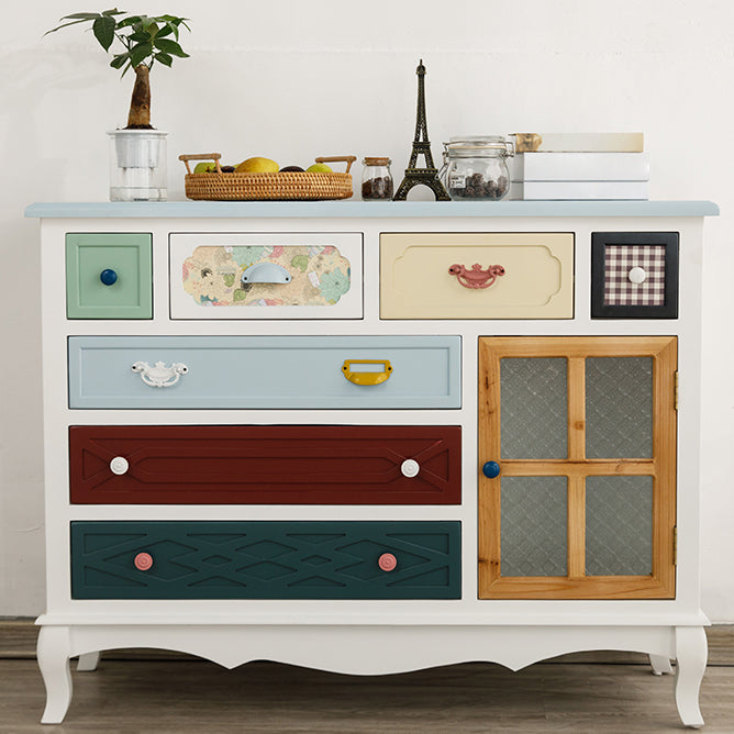 Coastal Storage Chest Dresser Manufactured Wood Dresser with Drawers and Doors