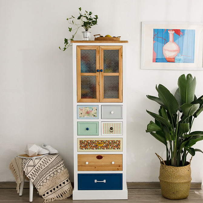 Coastal Storage Chest Dresser Manufactured Wood Dresser with Drawers and Doors