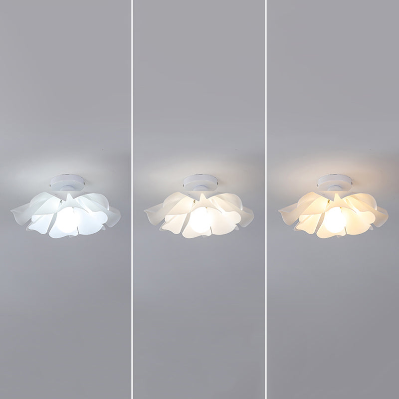 1 - Light Ceiling Flush Mount Light Iron and Acrylic Kids Style Flush in White