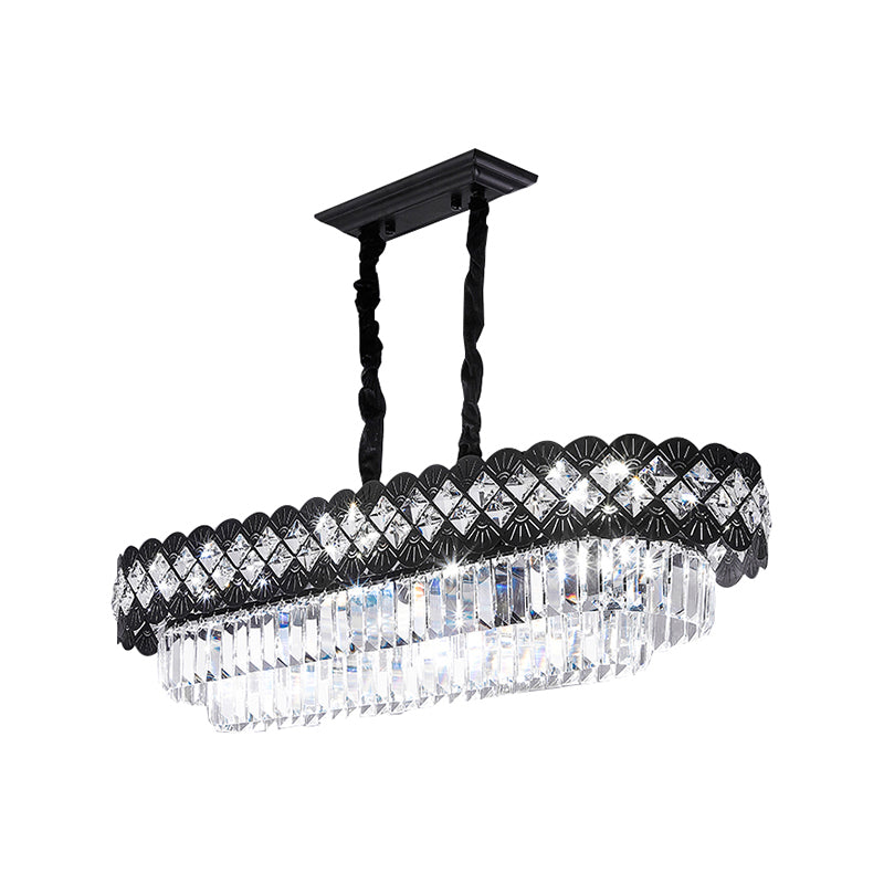 Light Luxury Crystal Hanging Lamp Ellipse Shape Island Light Fixture for Dining Table