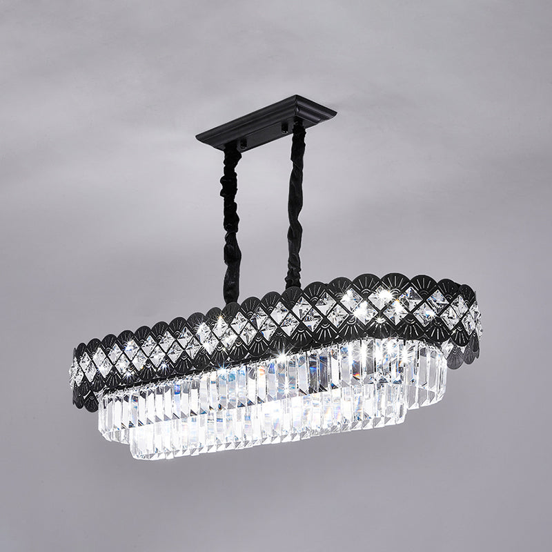 Light Luxury Crystal Hanging Lamp Ellipse Shape Island Light Fixture for Dining Table