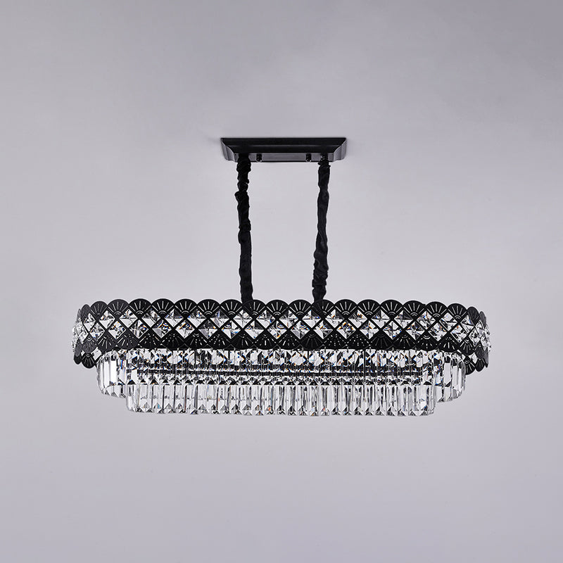 Light Luxury Crystal Hanging Lamp Ellipse Shape Island Light Fixture for Dining Table