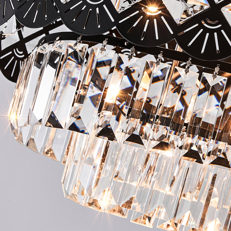 Light Luxury Crystal Hanging Lamp Ellipse Shape Island Light Fixture for Dining Table