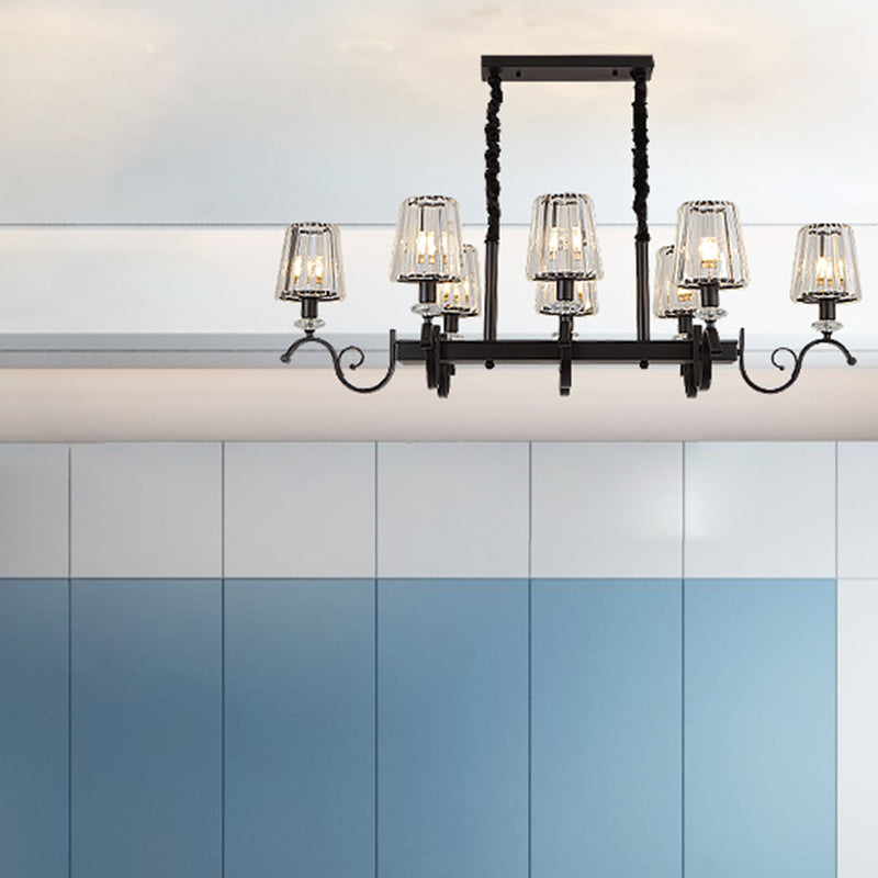 American Style Hanging Lamp Crystal Shade Island Light Fixture for Living Room