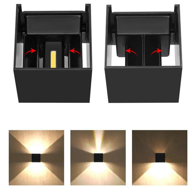 Cube Shape Wall Mount Lamp Modern Style Metal 2 Lights Sconce Lamp in Black