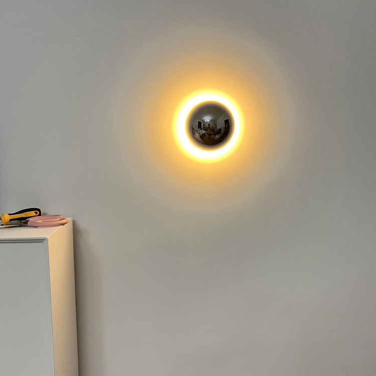 Ball Shape Wall Mount Lamp Modern Style Metal 1 Light Sconce Lamp in Chrome