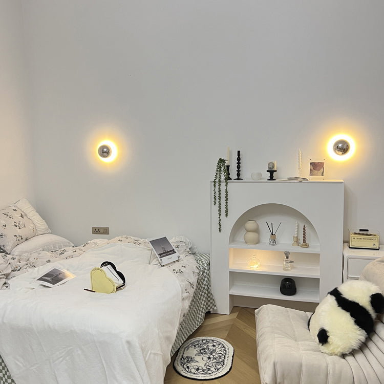 Ball Shape Wall Mount Lamp Modern Style Metal 1 Light Sconce Lamp in Chrome