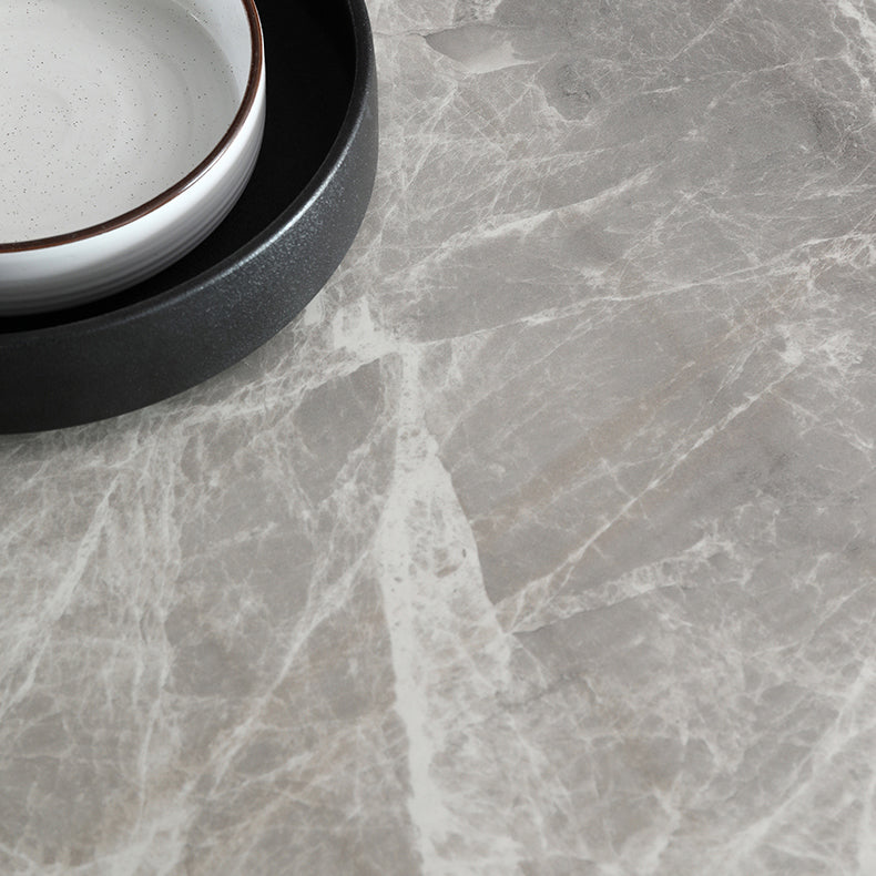 High Gloss Grey Stone Dinette Table Set 1/4/5/6/7 Pieces Modern Dining Set