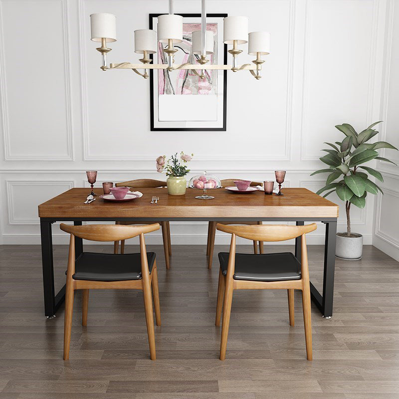 Wood Top Industrial Dining Table Set 1/2/5 Pieces Brown Dinette Set for Home