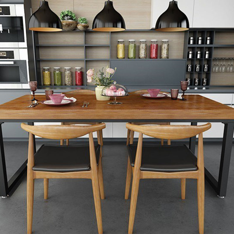 Wood Top Industrial Dining Table Set 1/2/5 Pieces Brown Dinette Set for Home