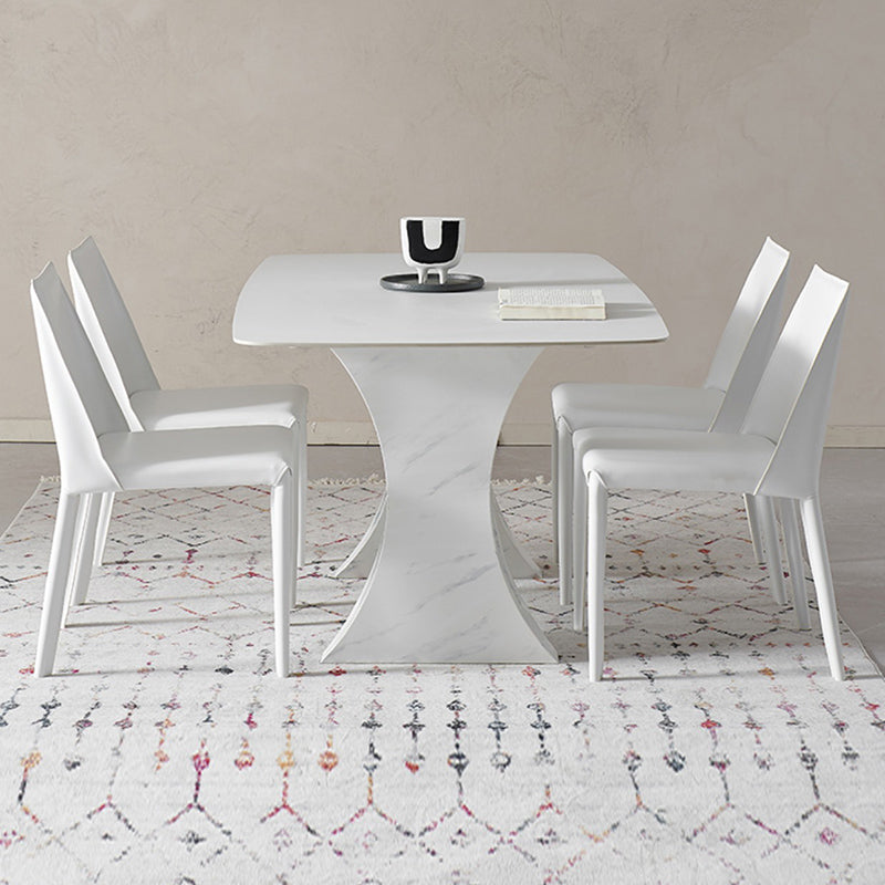 White Modern Dining Table Set 1/5/7 Pieces Dinette Set for Dining Room