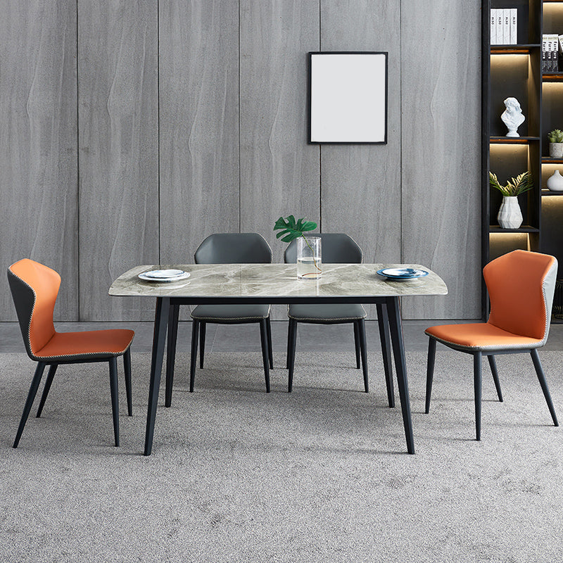 Glossy Gray Dining Table Set 1/4/5/7 Pieces Contemporary Dinette Set for Kitchen